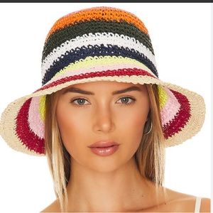 NWT Hat Attack Remy Multi Bucket Hat in Pink Stripe- One Size, Ladies, Revolve